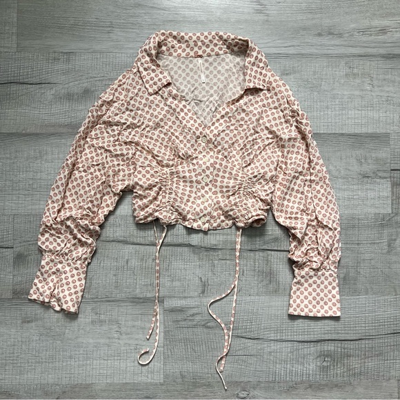 FREE PEOPLE Boho Cropped Button Down Indian Print Shirt - Picture 6 of 16